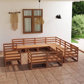 3075947 vidaXL Set mobilier de grădină, 11 piese, maro miere, lemn masiv pin