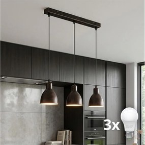 Brilagi - Lustru LED suspendat pe cablu RIDDY 3xE27/60W/230V cupru/patină