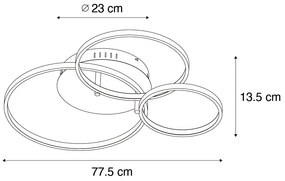 Plafoniera inteligentă neagră cu 3 lumini cu telecomandă - Rondas
