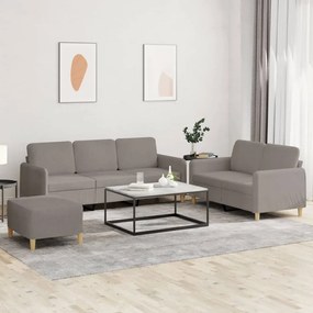 vidaXL Set de canapea cu perne, 3 piese, gri taupe, material textil