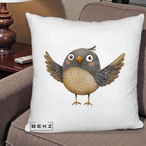Perna Decorativa Pasare cu Aripi Intinse, 40x40 cm, Alb Pufos, Husa Detasabila, Perna Inclusa, BEKZ®