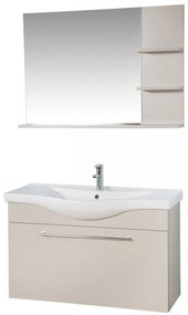 Set Mobilier Baie Arches, Include Baza Lavoar, Lavoar și Oglinda, 100 cm, Latte