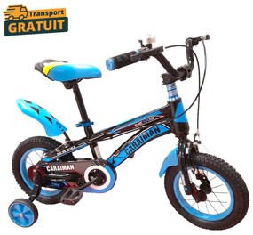 Bicicleta Caraiman, cu roti ajutatoare, roti 12 sau 14 inch, cadru otel, albastra, BC22