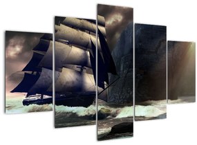 Tablou - Navă printre recife (150x105 cm)