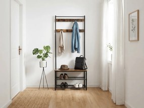 Perete de hol metalic TAYLOR 72x175 cm, negru/maro rustic