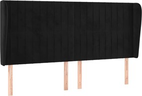 vidaXL Tăblie de pat cu aripioare, negru, 183x23x118/128 cm, catifea