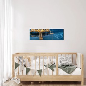 Tablou - hotel pe plajă (cu ceas) (90x30 cm)
