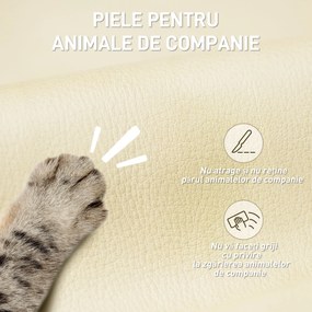 Scaun de Birou HOMCOM Reclinabil la 155° cu Suport pentru Picioare, Dublă Căptușeală și Acoperire în Piele Falsă, Bej | Aosom Romania