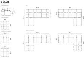 Colțar modular bej cu tapițerie din catifea (cu colț variabil) Bellis – Micadoni