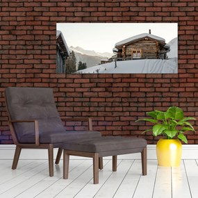Tablou - cabana montană în zăpadă (120x50 cm)