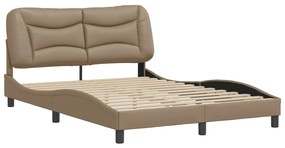 3208006 vidaXL Cadru de pat cu tăblie, cappuccino, 140x200 cm, piele ecologică