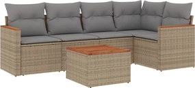 vidaXL Set canapele de grădină cu perne, 6 piese, bej, poliratan