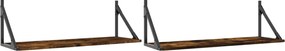 vidaXL Rafturi de perete, 2 buc., stejar fumuriu, 80x25x25,5 cm, lemn