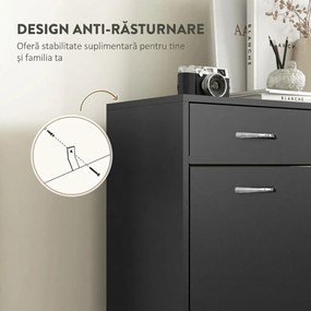 HOMCOM Dulap pentru Pantofi Modern cu 2 Rafturi Regabile și 2 Sertare din Lemn Negru | Aosom Romania