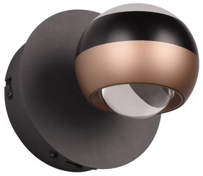 Aplică de perete negru-arămiu LED ø 10 cm Orbit – Trio Select