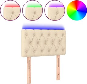 vidaXL Tăblie de pat cu LED, crem, 80x7x78/88 cm, textil
