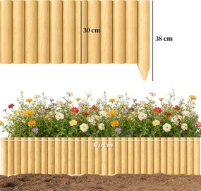 Outsunny Panou decorativ gard de grădină din lemn, rezistent și ușor de instalat pentru patio, gazon, alee 176x38 cm natural | Aosom Romania