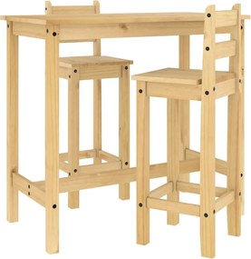 vidaXL Set mobilier de bar, 3 piese, lemn masiv de pin