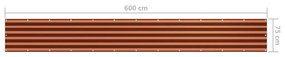 Paravan de balcon portocaliu si maro 75x600 cm tesatura oxford portocaliu si maro, 75 x 600 cm