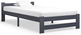 vidaXL Cadru de pat, gri închis, 100x200 cm, lemn masiv de pin