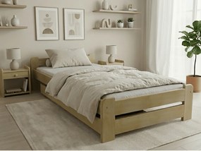 Pat de o persoana Emily 90x200 cm, pin Saltele: Cu saltele Sommera 18 cm, Somiera pat: Cu lamele curbate