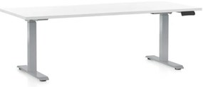 Masa inaltime reglabila OfficeTech D, 180 x 80 cm, bază gri, alb