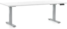 Masa inaltime reglabila OfficeTech D, 180 x 80 cm, bază gri, alb