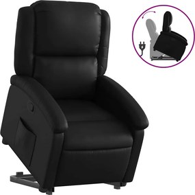vidaXL Fotoliu rabatabil cu ridicare, negru, piele ecologică