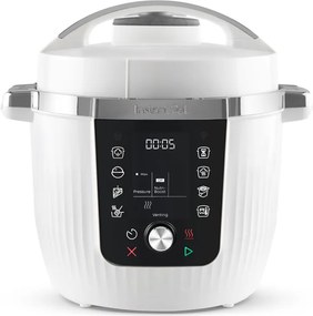 Multicooker Instant Pot Pro Max 112-0001-01-EU, 1200 W, 5,7 l, 105 kPa, 10 programe, Nutriboost, WiFi, ecran LCD, oțel inoxidabil, alb/mat