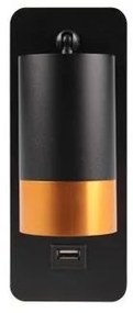 Spot de perete cu încărcător USB 1xGU10/35W/230V negru/auriu