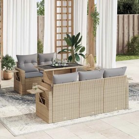 vidaXL Set canapele de grădină cu perne, 6 piese, bej, poliratan
