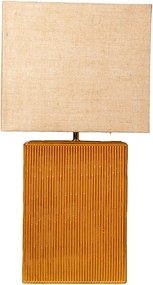 Lampă de masă din iută naturală cu structură din ceramică, bej și camel, finisaj natural, 70×36×18 cm, „Esthar"