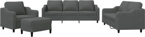 vidaXL Set de canapele cu perne, 4 piese, gri închis, textil