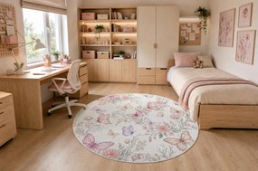 BAMBINO 61450 cerc covor lavabil Fluturi pentru copii anti-alunecare - cremă / roz