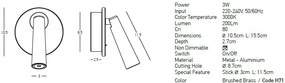 Aplica cu spot LED directionabil stil minimalist Jane