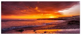 Tablou cu apus de soare la mare (120x50 cm)