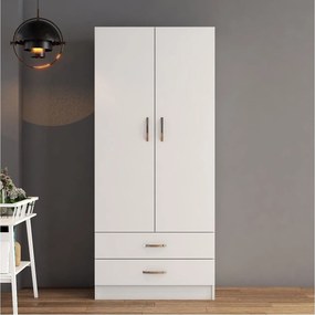 Dulap GRD0401, alb, PAL melaminat, cu 2 usi si 2 sertare, 80x47x182 cm