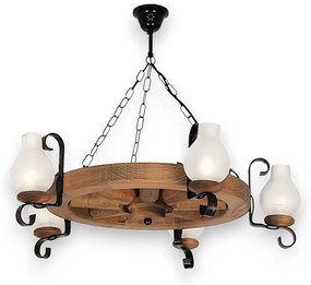 Candelabru rustic fabricat manual din lemn Roata 5L