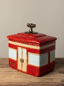 Cutie decorativa, din ceramica, rosie, Box Cable