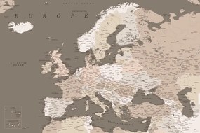 Harta Detailed map of Europe in earth tones, Blursbyai