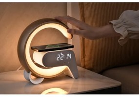 Lampă LED RGB dimabilă cu ceas deșteptător și încărcare Qi Immax 08986L 30W/230V auriu