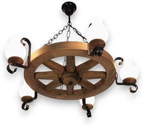 Candelabru rustic fabricat manual din lemn Roata 5L
