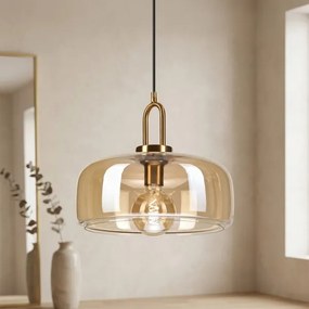 Lustră cu cablu AMAYA 1xE27/15W/230V aurie/bej fumuriu
