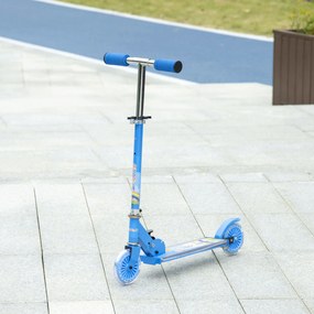 HOMCOM Scuter Pliabil pentru Copii, Scuter cu 2 Roți, Înălțime Reglabilă, Lumini LED și Muzică, 67x32x78 cm, Albastru | Aosom Romania