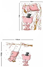 Sticker perete Pink bear swing