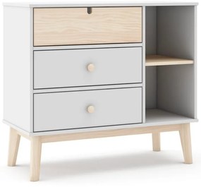 Comodă de copii albă joasă 90x40 cm Estefania – Marckeric