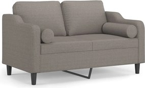 vidaXL Canapea cu 2 locuri cu pernuțe, gri taupe, 120 cm, textil