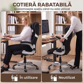 Vinsetto Scaun de Birou Ergonomic din Material Tip In, cu Suport Lombar, Înălțime Reglabilă, Funcție Balans, Negru | Aosom Romania