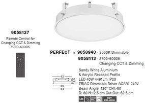 Plafoniera LED incastrabila reglabila PERFECT 60cm alba CCT Dimmable