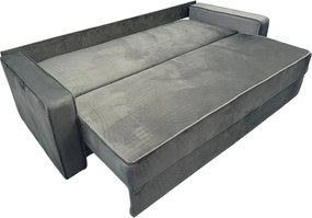 Canapea LARISA extensibila, 3 locuri, cu lada de depozitare, catifea gri , 220x95x85 Gri, Catifea